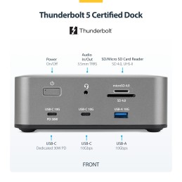 StarTech.com Thunderbolt 5 Universelle Dockingstation, Multi-Display Hub, 8K 60Hz oder 4K 144Hz, 120Gbps