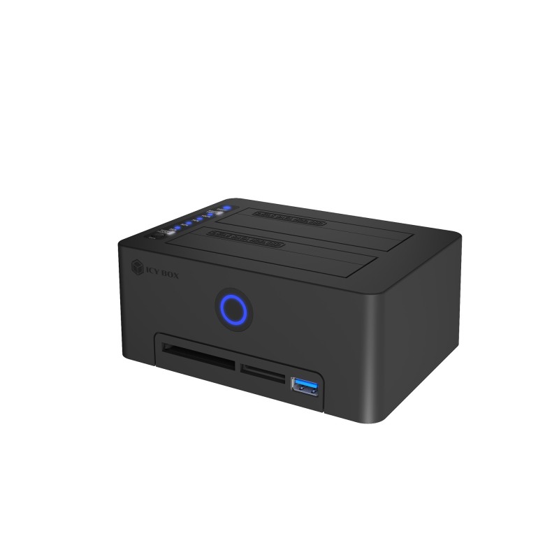 ICY BOX IB-1233CL-CR, HDD Docking & Klonstation mit Kartenlesern CF + SD und USB Hub, USB 3.2 Gen1 (5 Gbit s)