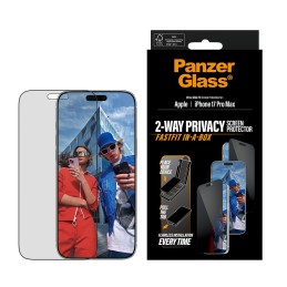 PanzerGlass ® 2-Way Privacy Displayschutz iPhone 17 Pro Max | Ultra-Wide Fit m. FASTFIT IN-A-BOX