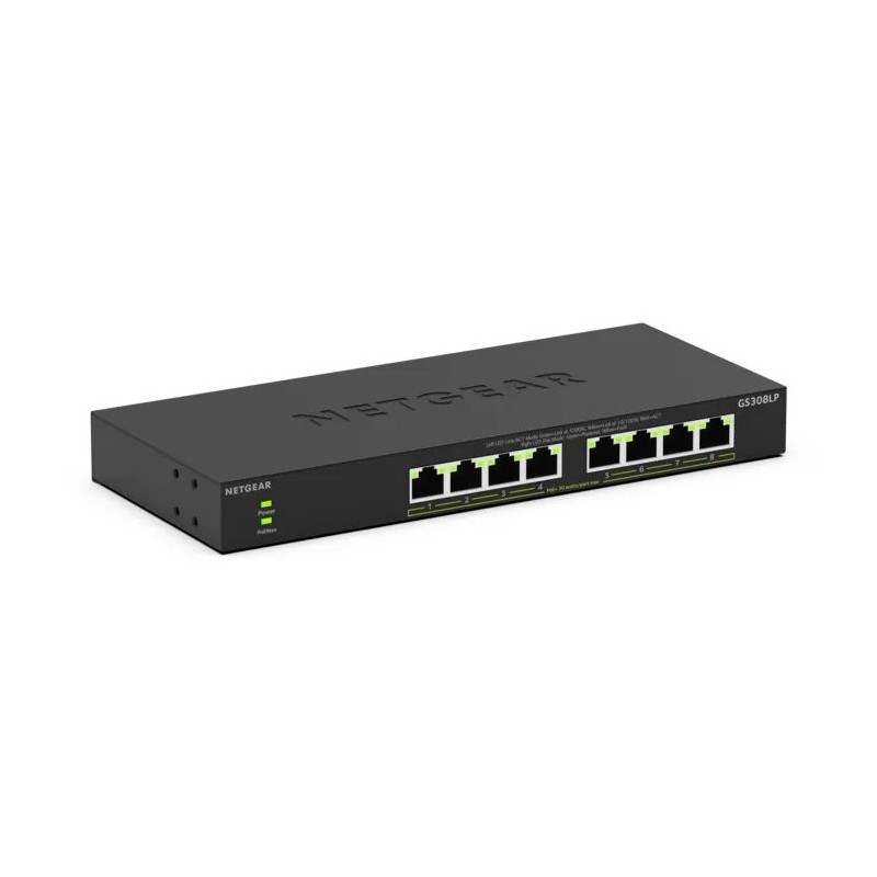 NETGEAR GS308LP Non gestito Gigabit Ethernet (10 100 1000) Supporto Power over Ethernet (PoE) Desktop Nero