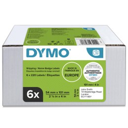 DYMO Original LabelWriter Versandetiketten -Namensschilder (groß) | 54 mm x 101 mm | 6 Rollen mit je 220 leicht ablösbaren