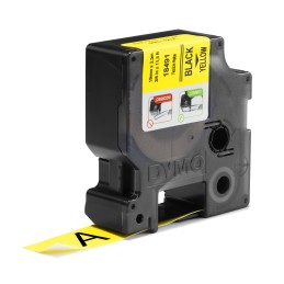 DYMO Rhino Etiquetas industriales flexibles de nailon | 19 mm x 3,5 m | Impresión en negro sobre amarillo | Autoadhesivas |
