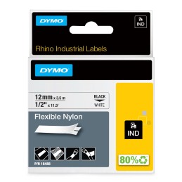 DYMO ® Industrial Flexible Nylon Labels | Authentic ® Labels, For Labeling Wires, Cables and More (1 2", Black on White)