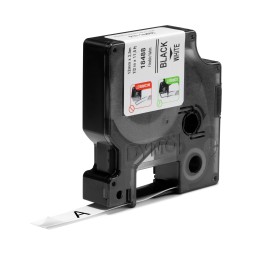 DYMO Rhino Industrie Nylonetiketten | flexibel | 12 mm x 3,5 m | schwarze Schrift auf weißem Untergrund | selbstklebendes