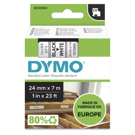 DYMO Original D1-Etikettenband | schwarz auf weiß | 24 mm x 7 m | selbstklebendes Schriftband | für