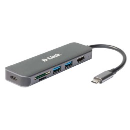 D-Link DUB-2327 laptop-dockingstation & portreplikator Kabelgebunden USB Typ-C Grau