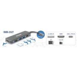 D-Link DUB-2327 laptop-dockingstation & portreplikator Kabelgebunden USB Typ-C Grau