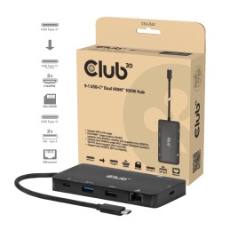 CLUB3D CSV-2552 interface hub USB Type-C 5000 Mbit s Black
