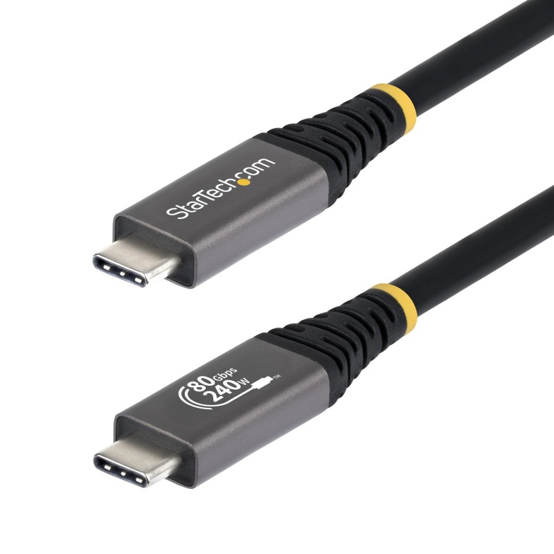 StarTech.com Cavo USB4 da 1,5 m, Cavo USB-C Certificato USB-IF, 80Gbps, PD 240W, 8K 120Hz   4K 240Hz DP2.1 DP80, Cavetto Tipo-C