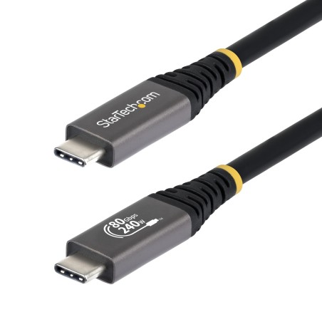 StarTech.com Cavo USB4 da 1,5 m, Cavo USB-C Certificato USB-IF, 80Gbps, PD 240W, 8K 120Hz   4K 240Hz DP2.1 DP80, Cavetto Tipo-C