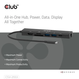CLUB3D CSV-2553 hub & concentrateur USB Type-C 5000 Mbit s Noir