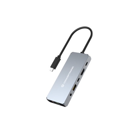 Conceptronic DONN22G base para portátil y replicador de puertos Alámbrico USB 3.2 Gen 2 (3.1 Gen 2) Type-C Gris