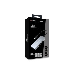 Conceptronic DONN22G replicatore di porte e docking station per laptop Cablato USB 3.2 Gen 2 (3.1 Gen 2) Type-C Grigio