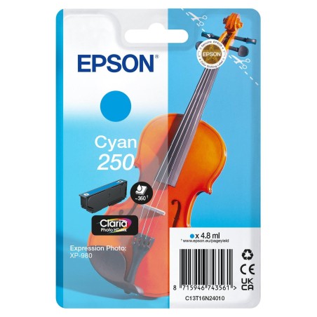 Epson 250 Violin Claria Photo HD cartuccia d'inchiostro 1 pz Originale Ciano