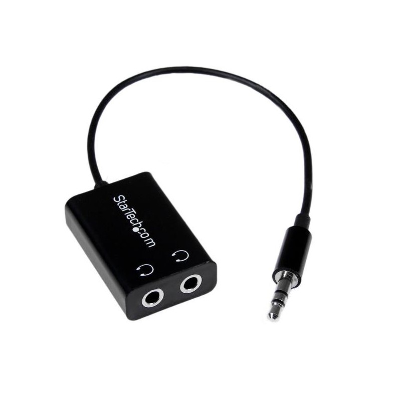 StarTech.com Adaptador Divisor Splitter de Auriculares Mini-Jack 3,5mm 3 pines Estéreo Macho a 2x Hembra