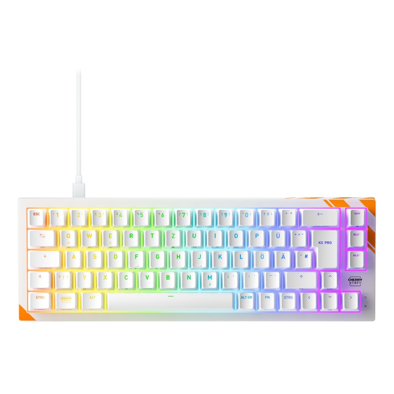 CHERRY K5 PRO TMR COMPACT clavier Gaming USB QWERTZ Allemand Orange, Blanc