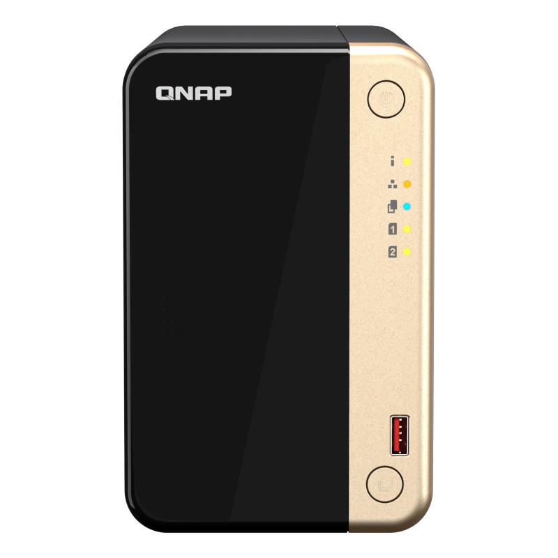 QNAP TS-264 NAS Torre Intel® Celeron® N5095 8 GB 0 TB QNAP QTS Negro, Oro
