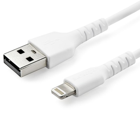 StarTech.com 1m strapazierfähiges weißes USB-A auf Lightning-Kabel - Hochbelastbare, robuste Aramidfaser - USB Typ-A auf