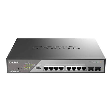 D-Link DSS-200G-10MPP switch Gestionado L2 Gigabit Ethernet (10 100 1000) Energía sobre Ethernet (PoE) 1U Negro, Gris