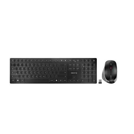 CHERRY DW 9500 SLIM keyboard Mouse included Universal RF Wireless + Bluetooth AZERTY Belgian Black, Gray