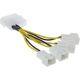 InLine Cavo alimentazione ventole da 4pin 5,25” M, 4x 3pin Fan M, 0,3m
