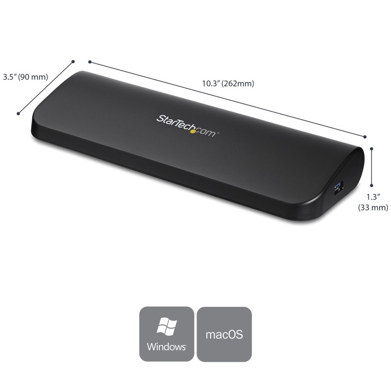 StarTech.com Docking Station USB 3.0 de 2 Monitores para Portátil - HDMI DVI VGA - Hub Ladrón 3x USB-A - GbE - Audio -