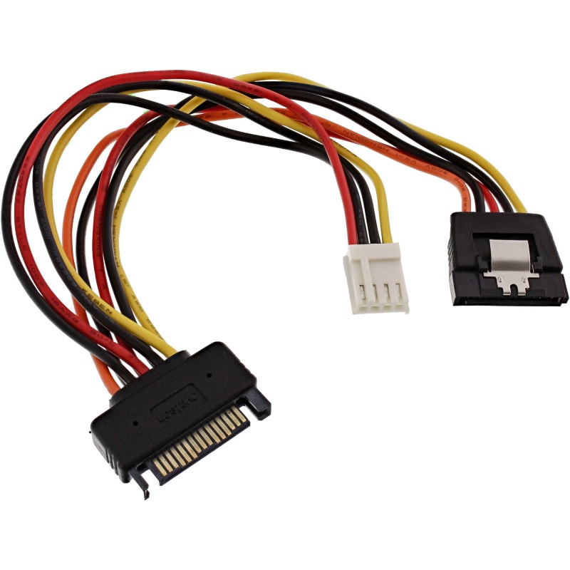 InLine Cavo adatt. di alim., 1x SATA M a 1x SATA F con ling. 1x 3,5” M, 0,15m