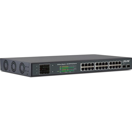 InLine PoE+ Gigabit Network Switch 24 porte, 1Gb s, 2xSFP, 19"1U (incl. staffe)
