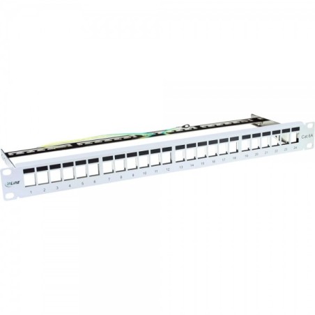 InLine Patch Panel 19" 1U Cat.6A 24-porte, per Snap-In Keystone, grigio chiaro