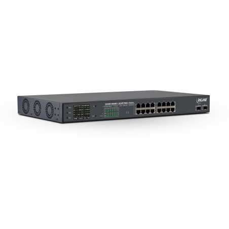 InLine PoE++ Gigabit Netzwerk Switch 16 Port, 1Gb s, 2xSFP,19"1HE(inkl. Winkel)