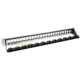 InLine Patchfeld 24-fach, Keystone Leerblech Patchpanel, 19", 1HE, schwarz