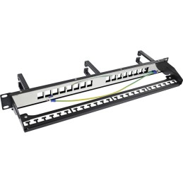 InLine Patchfeld 16-fach, Keystone Leerblech mit 3 Bügeln, 19", 1HE, schwarz