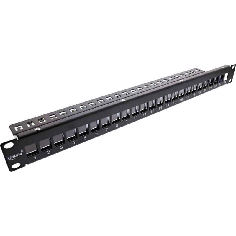 InLine Patch Panel 19" 1U Cat.6A 24-porte, per Snap-In Keystone, nero