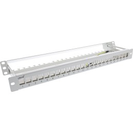 InLine Patch panel a 24 vie, Keystone blank panel con estrazione, 19" 1U grigio