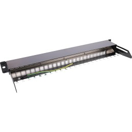 InLine Patch panel a 24 vie, Keystone blank panel con estrazione, 19" 1U nero