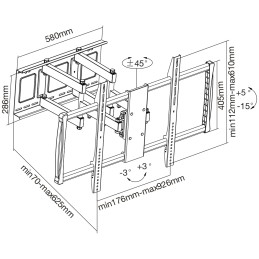 InLine Supporto parete, per TFT LCD LED Plasma 152-254cm (60-100"),fino a 80kg
