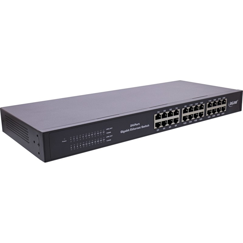 InLine Switch Lan Gigabit Switch 24-Port, 1Gb s, (19"), 1U, Metallo, ventole
