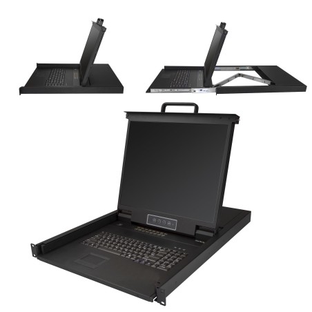 StarTech.com 16 Port Rack KVM Konsole mit 1,8 m Kabeln - US Tastatur(QWERTY), Integrierter KVM Switch mit 19" LCD Monitor - 1HE