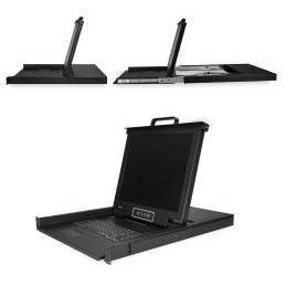 StarTech.com 8 Port Rack KVM Konsole mit 1,8 m Kabeln - US Tastatur(QWERTY), Integrierter KVM Switch mit 17" LCD Monitor - 1HE