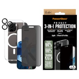 PanzerGlass ® 3-in-1 Privacy Protection Bundle iPhone 16 Pro Max Pellicola proteggischermo trasparente Apple 1 pz