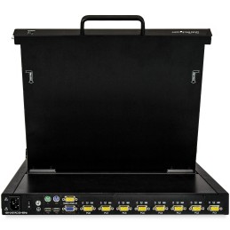 StarTech.com Consola KVM de 8 Puertos para Montaje en Rack con Cables de 1,8m - Teclado QWERTY - Conmutador KVM integrado con