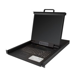 StarTech.com 8 Port Rack KVM Konsole mit 1,8 m Kabeln - US Tastatur(QWERTY), Integrierter KVM Switch mit 19" LCD Monitor - 1HE