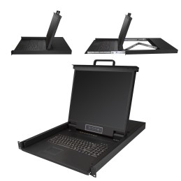 StarTech.com 8 Port Rack KVM Konsole mit 1,8 m Kabeln - US Tastatur(QWERTY), Integrierter KVM Switch mit 19" LCD Monitor - 1HE