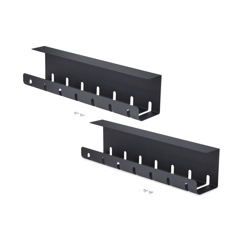 StarTech.com 2er-Pack Untertisch Kabelmanagement Tray, 106cm Gesamtlänge (53cm pro Ablage), Metall Schlitz Kabelorganizer,