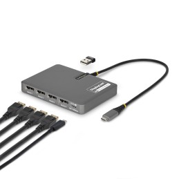 StarTech.com QUAD-USB-DP-ADAPT replicatore di porte e docking station per laptop Cablato USB 3.2 Gen 1 (3.1 Gen 1) Type-C Grigio