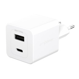 PanzerGlass empower™ by ® Turbo 35W Charger incl. USB-C + USB-A | EU Plug | Silver White Smartphone AC Fast charging Indoor