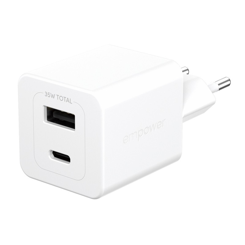 PanzerGlass empower™ by ® Turbo 35W Charger incl. USB-C + USB-A | EU Plug | Bianco Argento
