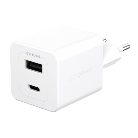 PanzerGlass empower™ by ® Turbo 35W Charger incl. USB-C + USB-A | EU Plug | Bianco Argento