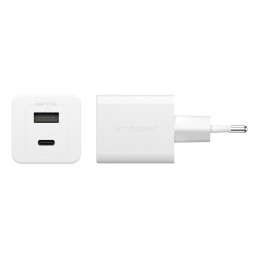 PanzerGlass empower™ by ® Turbo 35W Charger incl. USB-C + USB-A | EU Plug | Bianco Argento