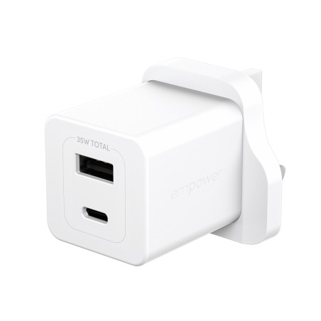 PanzerGlass empower™ by ® Turbo 35W Charger incl. USB-C + USB-A | UK Plug| Silver White